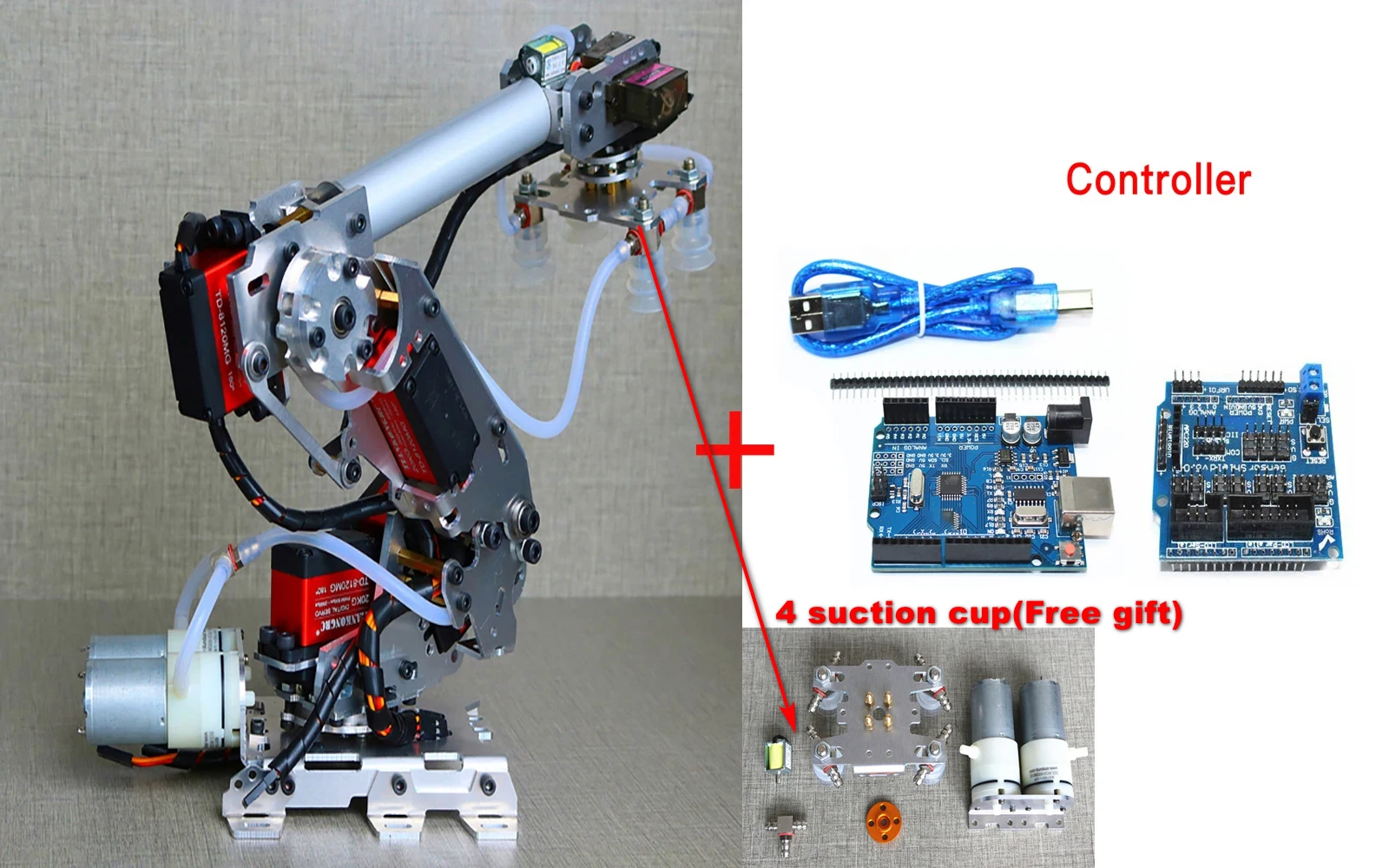 Manipulator Robot Arm with Large Suction Air Pump for Arduino Robot and 6-Axis Robot Arm - Image 5