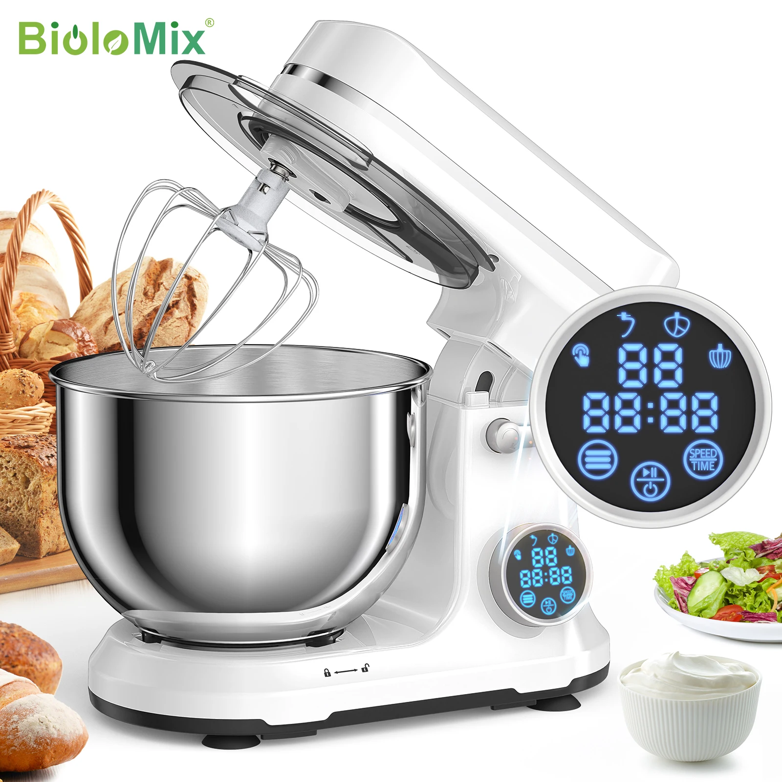 Electric Food Mixer with Dough Hook, Whisk - Image 2