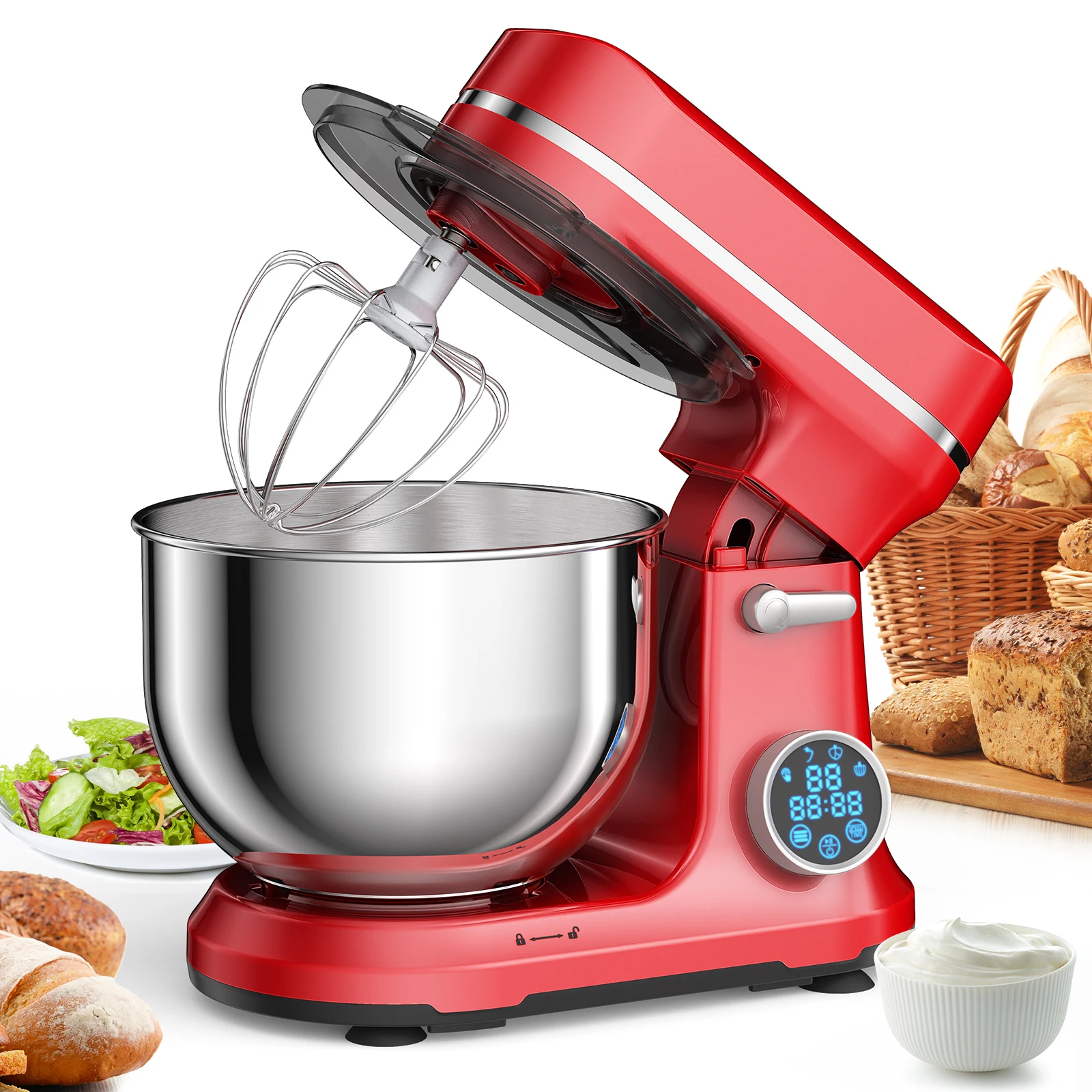 Electric Food Mixer with Dough Hook, Whisk - Image 3